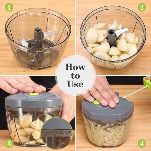 Cambom Manual Food Chopper - BPA-Free Vegetable Cutter for Onions, Fruits & Nuts | 650ml Gray