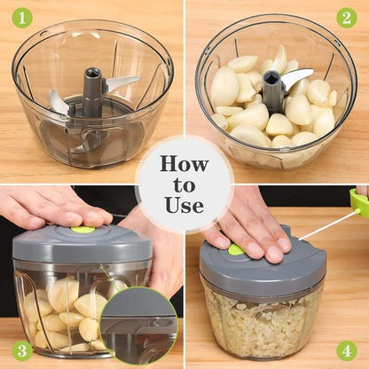 Cambom Manual Food Chopper - BPA-Free Vegetable Cutter for Onions, Fruits & Nuts | 650ml Gray