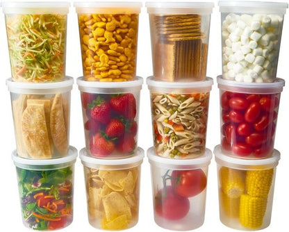 DuraHome - 32 oz Deli Food Storage Containers | Leak-Proof, Freezer Safe, Microwaveable - Pack of 24 Clear Plastic