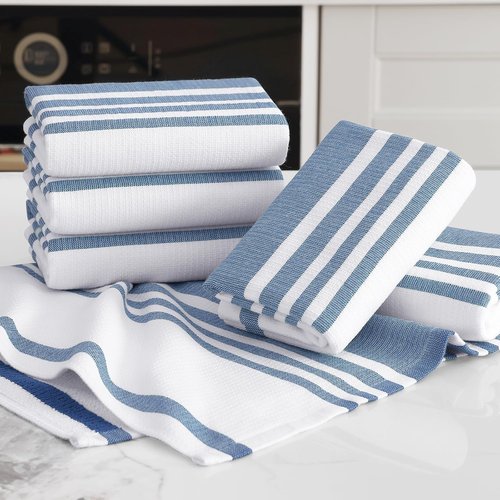 Homaxy Premium Kitchen Towels - Highly Absorbent Cotton Dish Towels, 18”x28”, Navy Blue, 6 Pack