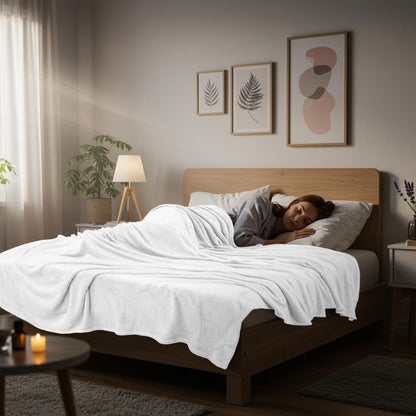 Utopia Bedding Fleece Blanket Queen Size White (90x90 Inches) Ultra Soft Warm Lightweight Microfiber Breathable Anti-Static Cozy Winter Bed Blanket, All-Season Home Decor Gift for Men & Women
