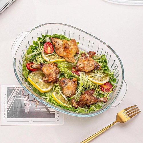 MCIRCO Glass Casserole Baking Dish Set - 4-Piece with Lids, 1.9 Qt & 3 Qt Sizes