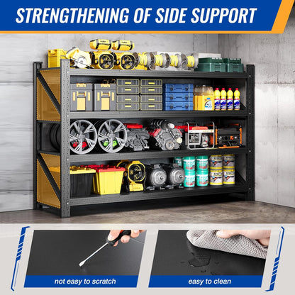 BYNSOE Heavy-Duty Metal Garage Shelving - Adjustable Storage Shelves, 5000lbs Capacity | 71" W x 24" D x 69" H
