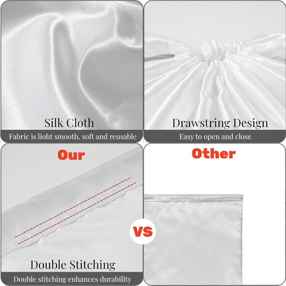 Skiennix 12 Pack Dust Bags - Silk Cloth Drawstring Storage Pouches for Handbags, Shoes & Boots