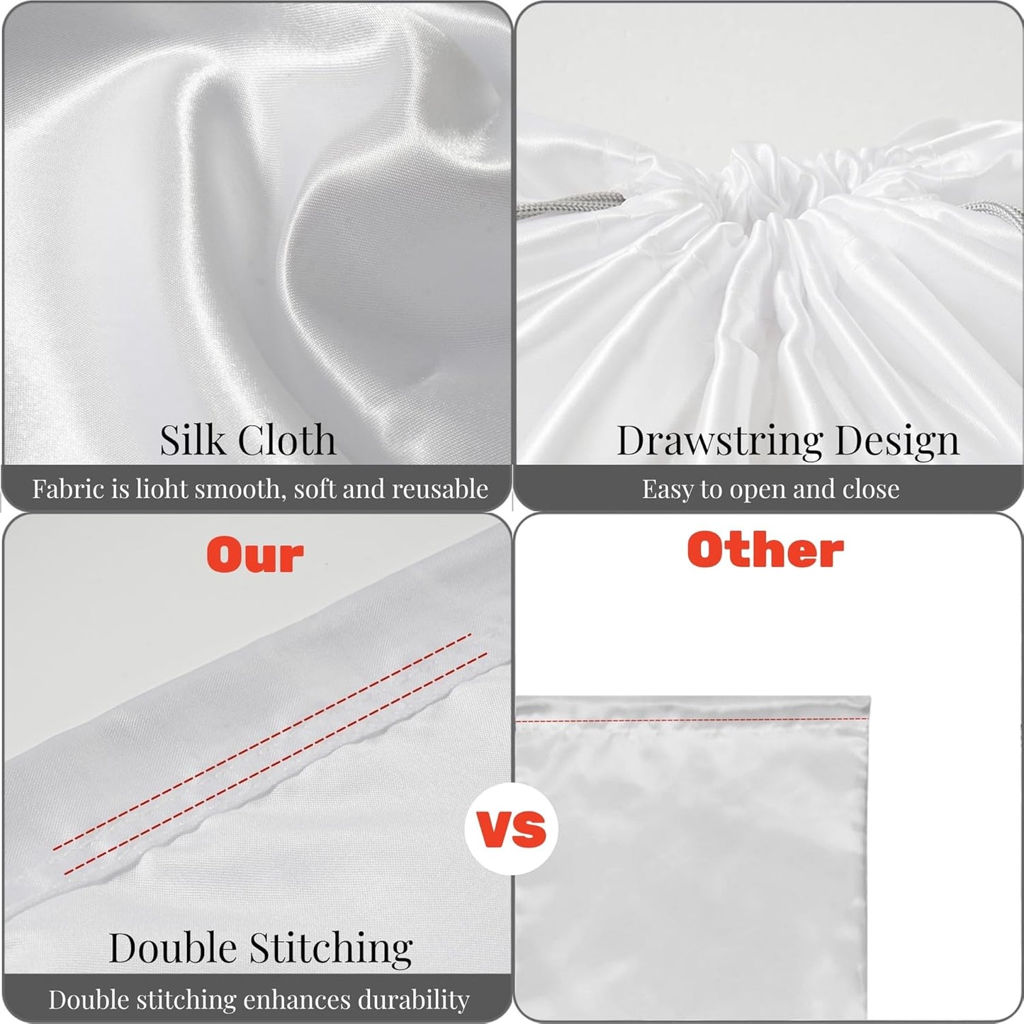 Skiennix 12 Pack Dust Bags - Silk Cloth Drawstring Storage Pouches for Handbags, Shoes & Boots