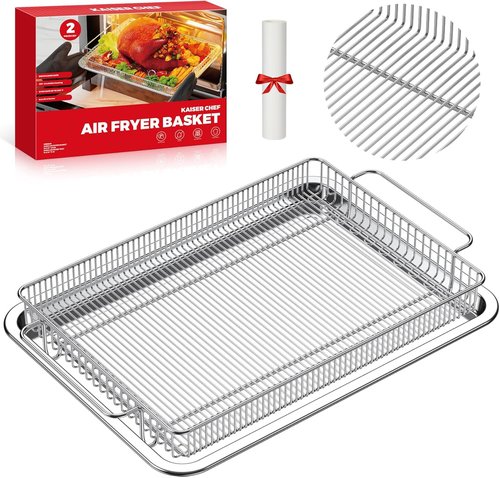 Air Fryer Basket Set by [Brand Name] - Stainless Steel Mesh Crisper Tray for Healthy Cooking | Fits Most Ovens