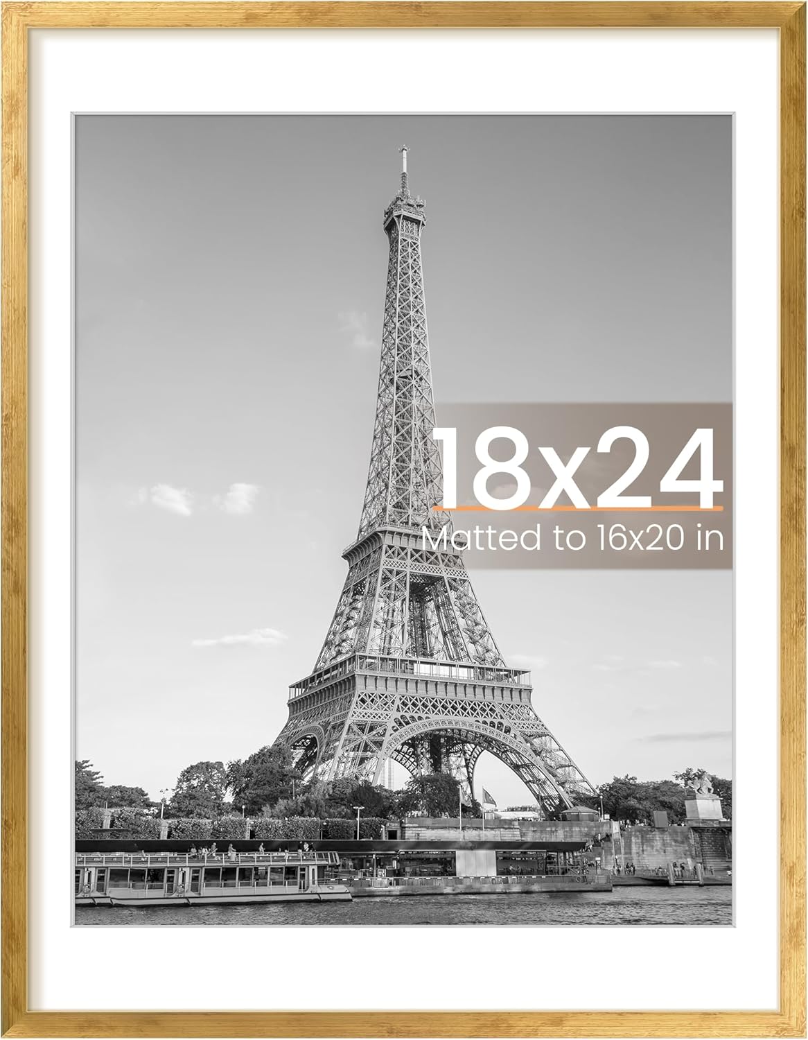 Upsimples 18x24 Picture Frame - Display 16x20 Photos with Mat or 18x24 Without | Bronze Finish, 1 Pack