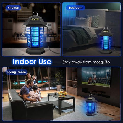 GOOTOP Bug Zapper Outdoor, Mosquito Zapper, 3 Prong Plug in Electric Fly Zapper, Mosquito Killer, Fly Traps, Flying Insects Zapper Indoor Outdoor, 4200V, ABS Plastic Outer (Black)