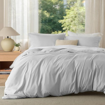 Bedsure Duvet Cover King Size - Soft Double Brushed Bedding Set for Kids & Adults, Zipper Closure, 3 Pieces, Includes 1 Duvet Cover (104"x90") & 2 Pillow Shams, NO Comforter, Silver Grey