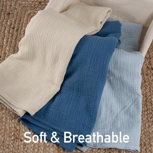 Graceful Muslin Swaddle Blankets - 3 Pack Soft & Breathable Receiving Blankets | Large 38 x 40 Inches