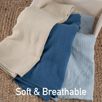 Graceful Muslin Swaddle Blankets - 3 Pack Soft & Breathable Receiving Blankets | Large 38 x 40 Inches