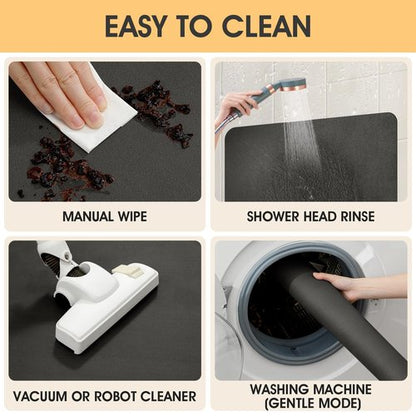 ACCUMTEK Non Slip Bath Mat, Thin Bathroom Rugs Fit Under Door, Quick Dry Bath Mats, Machine Washable Bath Rugs for Bathroom, Bathtub & Kitchen, Bathtub, Charcoal Gray/Solid/24 x17