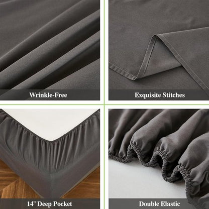 ILAVANDE Queen Sheets Set - Luxury 1800 Series Microfiber, Wrinkle-Free & Breathable | 6-Piece in Neutral Grey