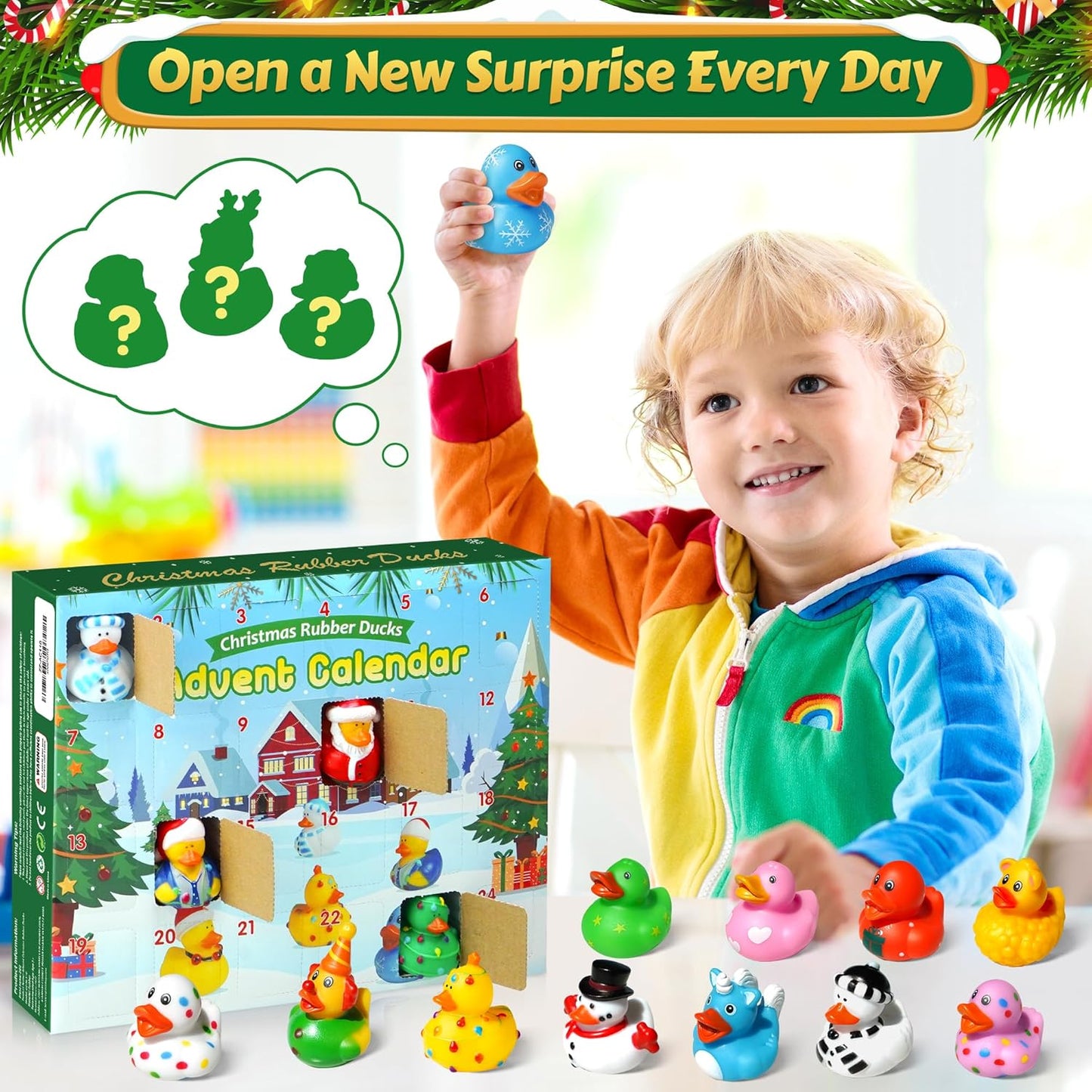 ZIZZ Advent Calendar 2025 | Christmas Rubber Ducks - 24 Days of Fun Countdown Gifts for Kids