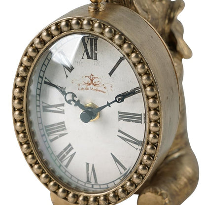 Gold Elephant Table Clock - Silent Battery-Operated Mantel Desk Clock