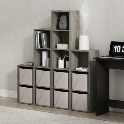 Furinno PASIR 4-Tier Modern Bookshelf - Easy Assembly Open Shelves Bookcase in French Oak | 9 x 12 x 42 Inches