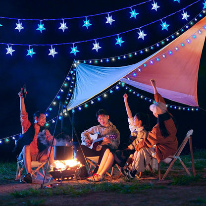 Minetom 33 ft Blue and White Star String Lights - 100 LED Fairy Lights with Remote, Timer & 8 Modes