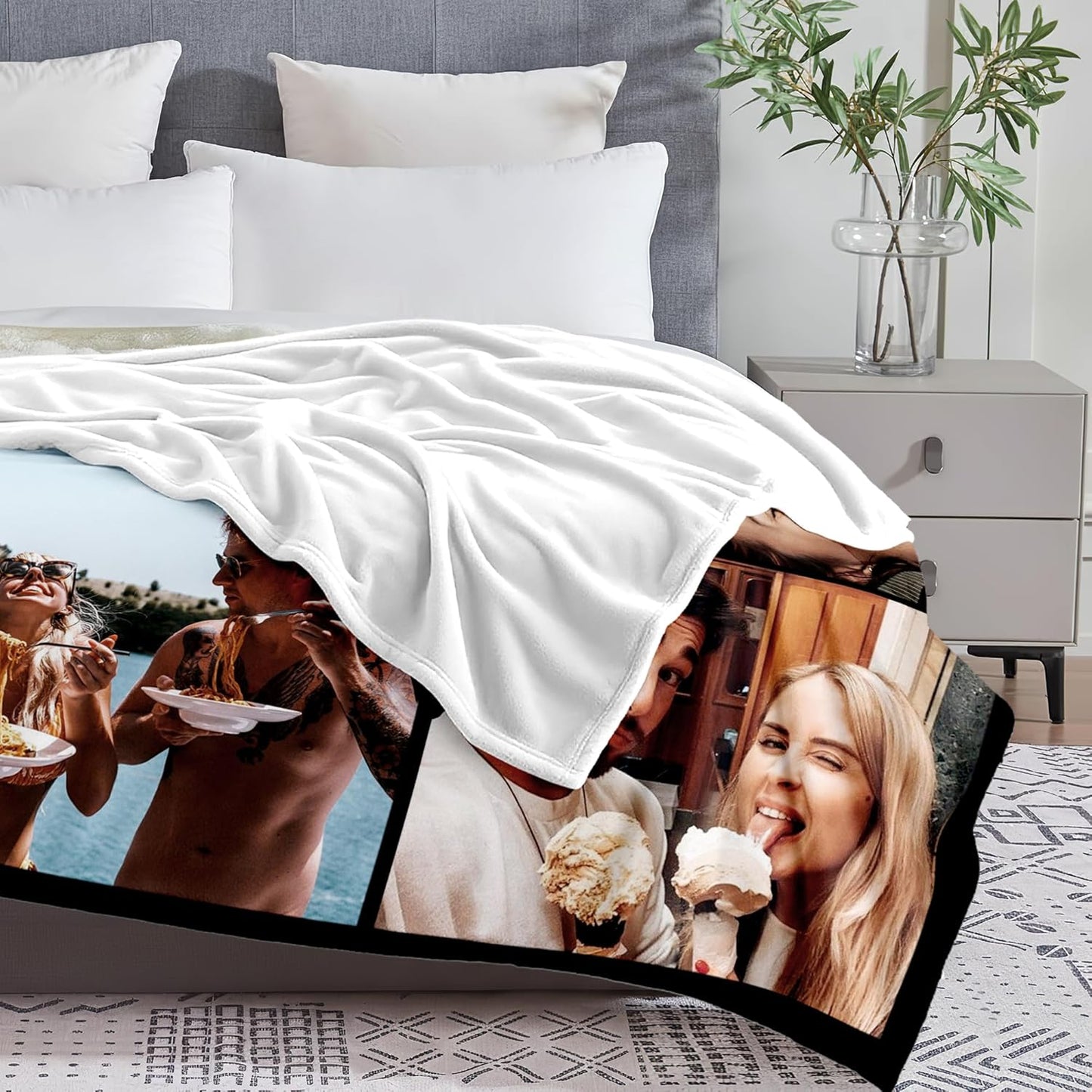 Yofair Custom Photo Blanket - Personalized Wedding & Anniversary Gift for Couples | Soft & Cozy Design