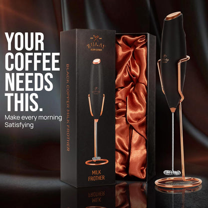 Zulay Kitchen Milk Frother - Luxury Handheld Electric Foam Maker for Coffee & Lattes | Deluxe Gift with 4 Duracell Batteries