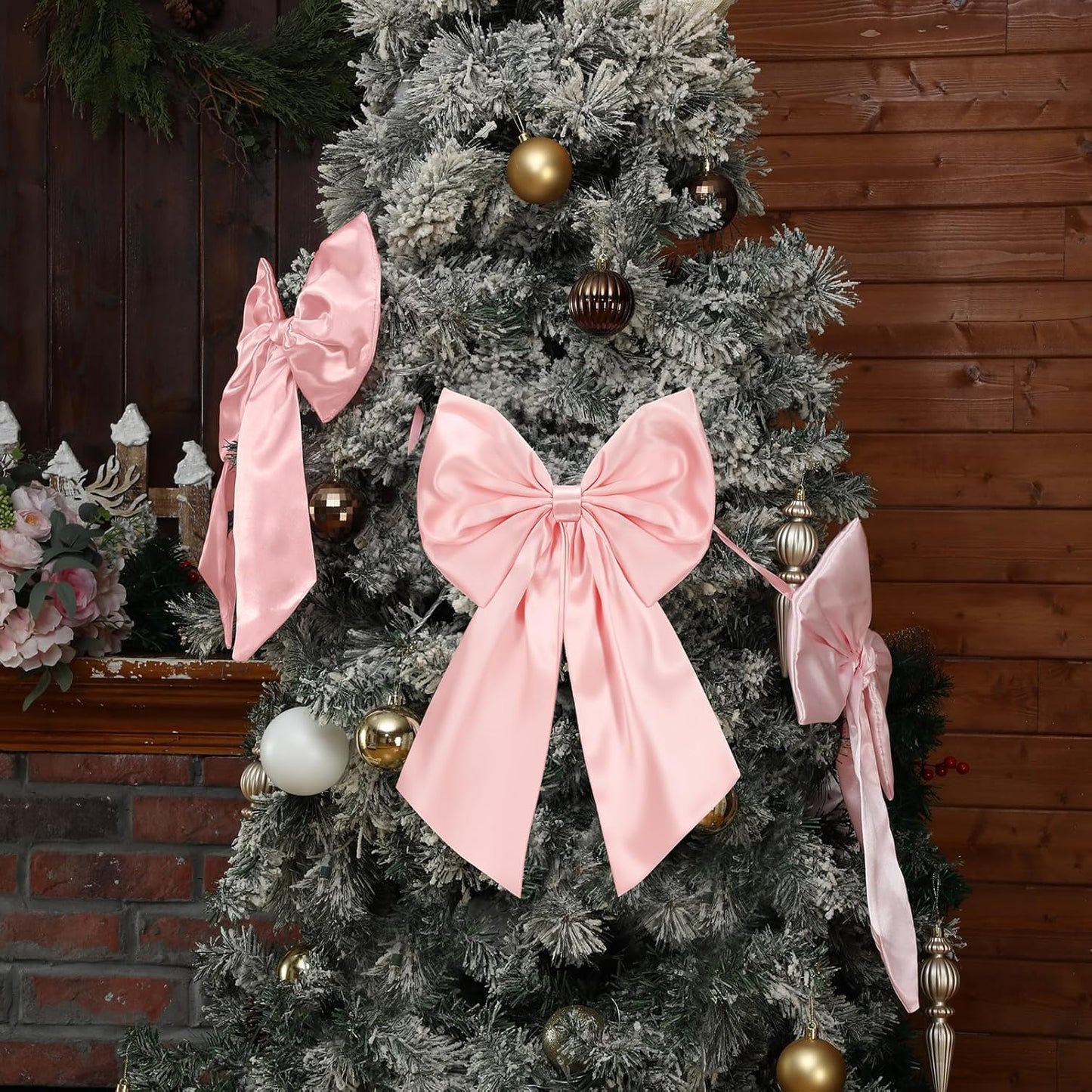 Suncalla 6 FT Pink Valentine's Day Bow Garland - Pre-Strung 10 Inch Bows for Weddings & Parties