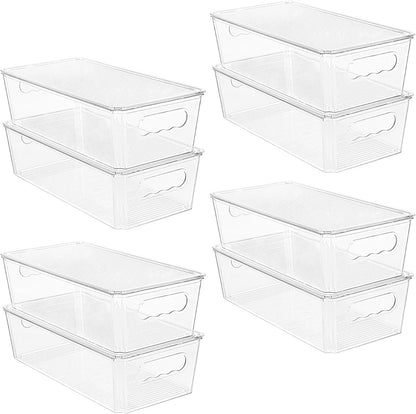 Vtopmart Clear Storage Bins - 8-Piece Stackable Organizers with Lids for Kitchen & Pantry