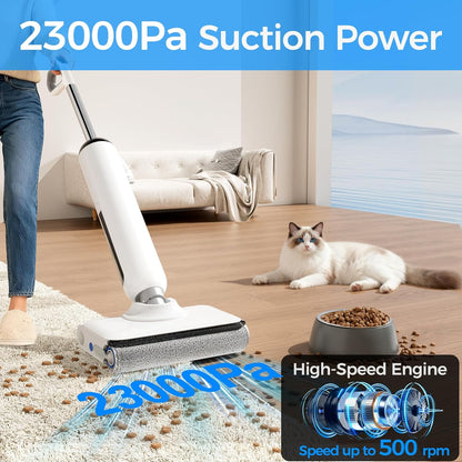 Skiennix Cordless Wet Dry Vacuum Cleaner - 23KPa Power, 45 Min Runtime, Self-Cleaning Design, Anti-Tangle Brush for Pet Hair