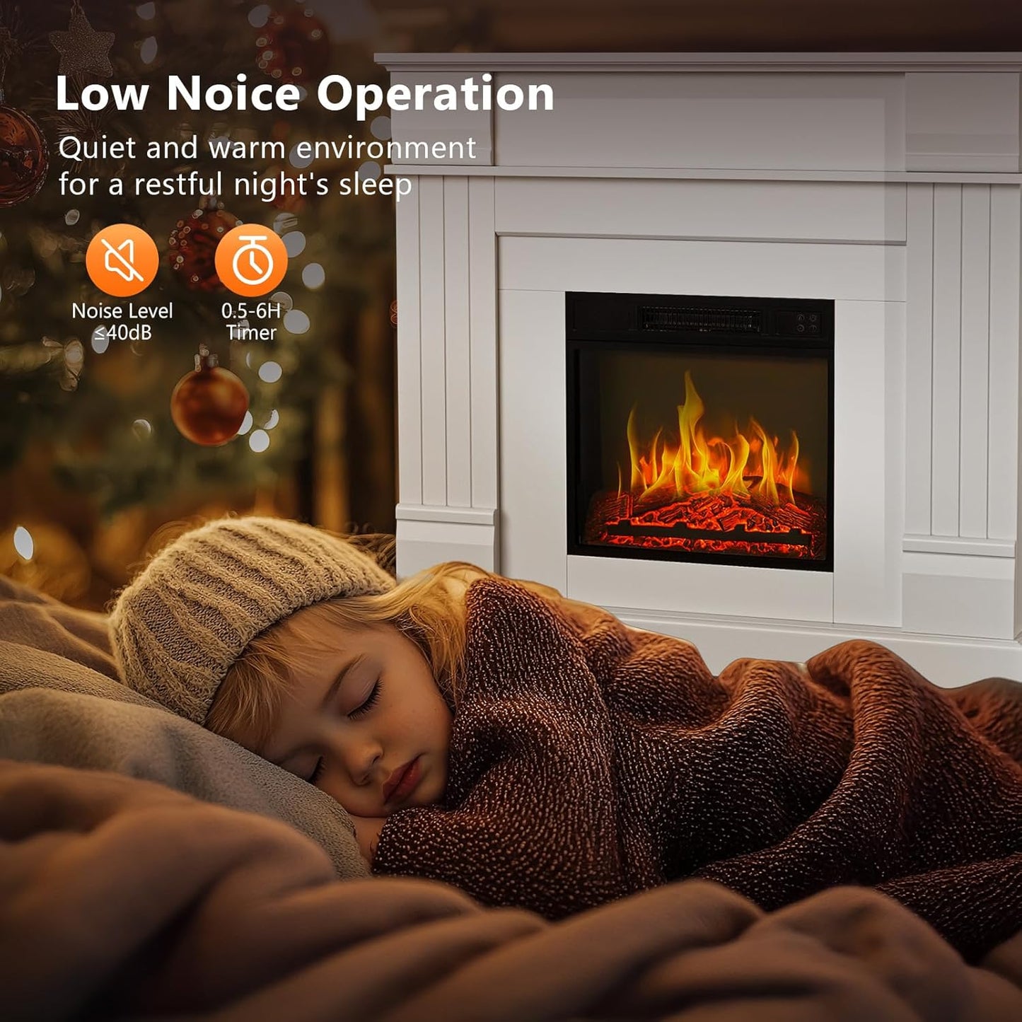 ROVSUN 43'' Electric Fireplace - Freestanding Heater with Timer & Adjustable Temperature | Realistic Flames for Home