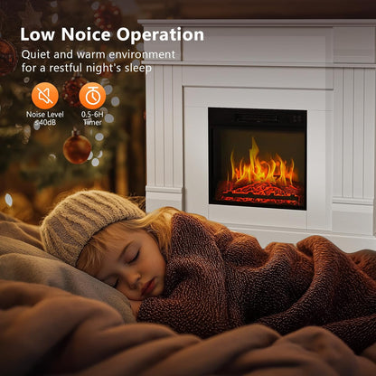 ROVSUN 43'' Electric Fireplace - Freestanding Heater with Timer & Adjustable Temperature | Realistic Flames for Home