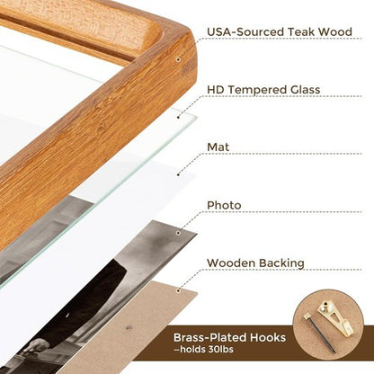 Dreamland 8x10 Picture Frames - USA-Sourced Teak Wood with HD Tempered Glass | 2-Pack, Handcrafted for Tabletop or Wall Display