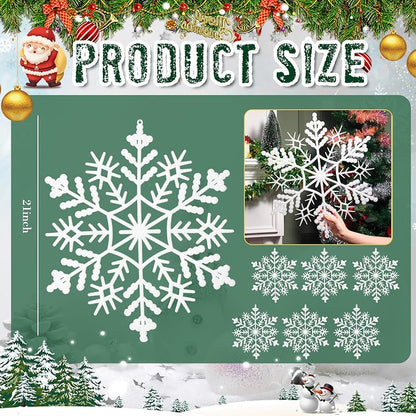 Lineshading 6 Pcs Giant Snowflake Ornaments 22'' - White, Weatherproof Outdoor Decor