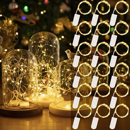 HXWEIYE Fairy Lights - 18 Pack Battery Operated 7ft Warm White Mini String Lights | Waterproof for Mason Jars & Events