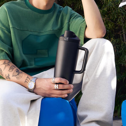 Owala FreeSip Tumbler - Insulated Stainless Steel Water Bottle with Built-In Straw & Side Handle - 40oz, BPA Free, Leak Proof, Foggy Tide
