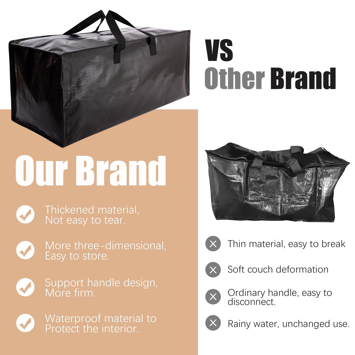 NATURELUX Heavy Duty Moving Bags with Backpack Straps and Strong Handles, Alternative to Moving Boxes and Storage Totes for Dorm Room Essentials, 12 Pack, Black