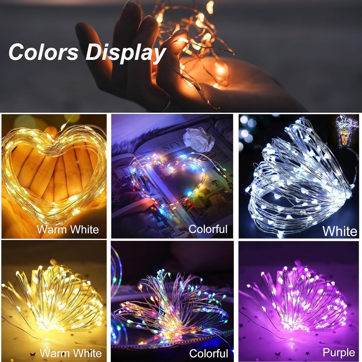 ZGWJ Fairy Lights - 12 Pack Battery Operated Twinkle String Lights | 20 LED, 7FT Waterproof for Indoor & Outdoor Decor