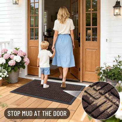 OLANLY Heavy-Duty Front Door Mat - Absorbent, Non-Slip, Stain & Fade Resistant | 29.5x17, Brown
