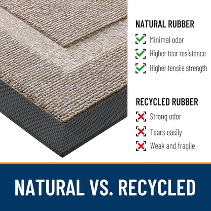 OLANLY Waterproof Front Door Mat - All-Season Indoor/Outdoor Doormat | Sturdy Natural Rubber, 29.5x17, Camel