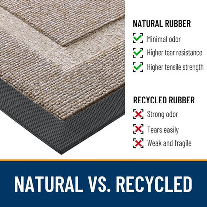 OLANLY Front Door Mat Indoor Outdoor Entrance, Waterproof All-Season, All-Weather Doormat, Sturdy Natural Rubber, Low Profile, Easy Clean Patio Porch Entryway Mat, 59x20, Camel