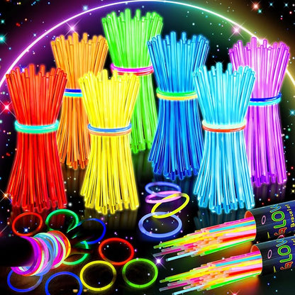 200 Counts Glow Sticks Party Pack - 8" Neon Glow in the Dark Bracelets & Necklaces, Bulk Party Favors