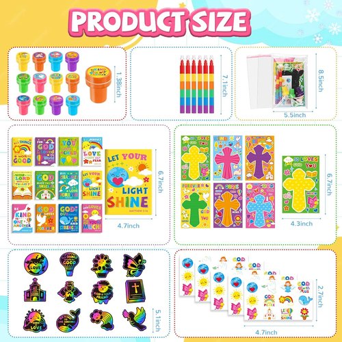 BenLouis Bible Coloring Set - Christian Inspirational Verses for Kids | 24 Bulk Party Favors