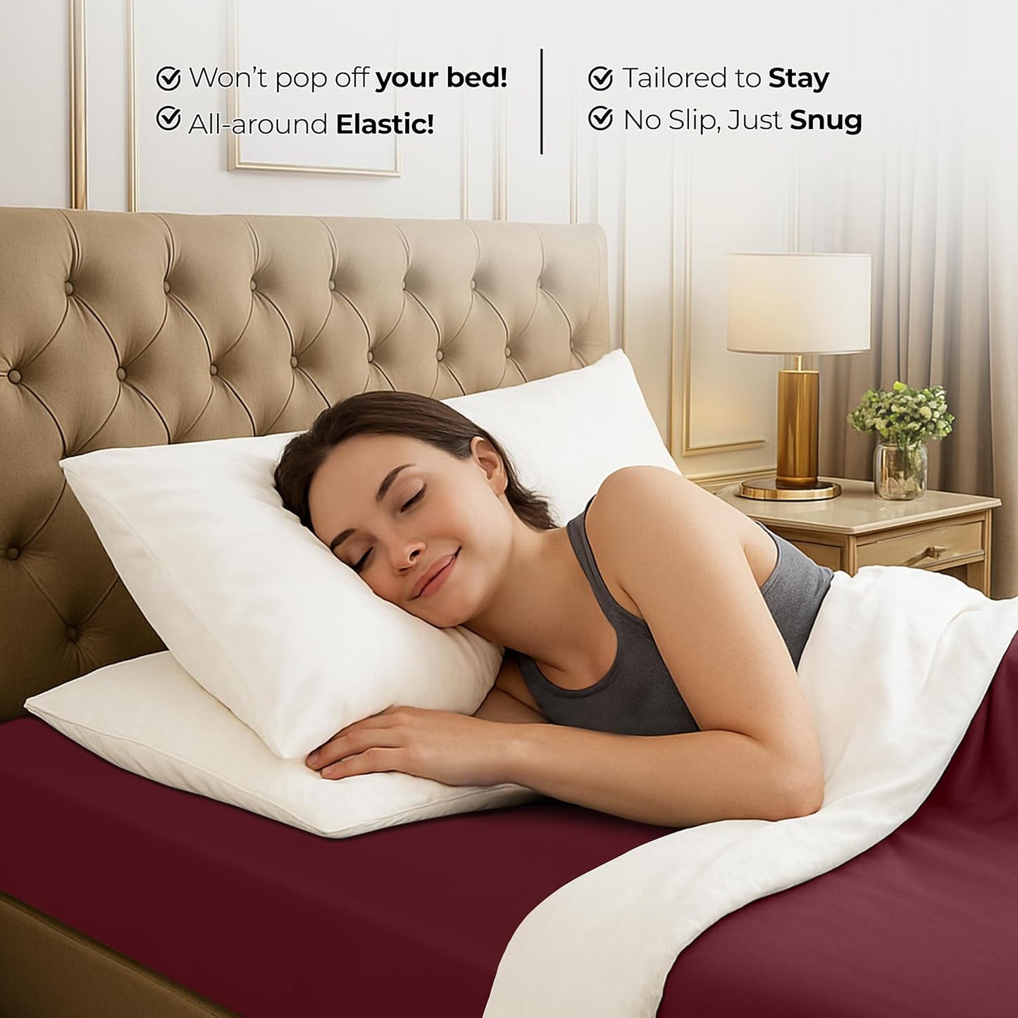Utopia Bedding Fitted Sheet - Deep Pocket Soft Microfiber - Shrinkage & Fade Resistant | Red Burgundy