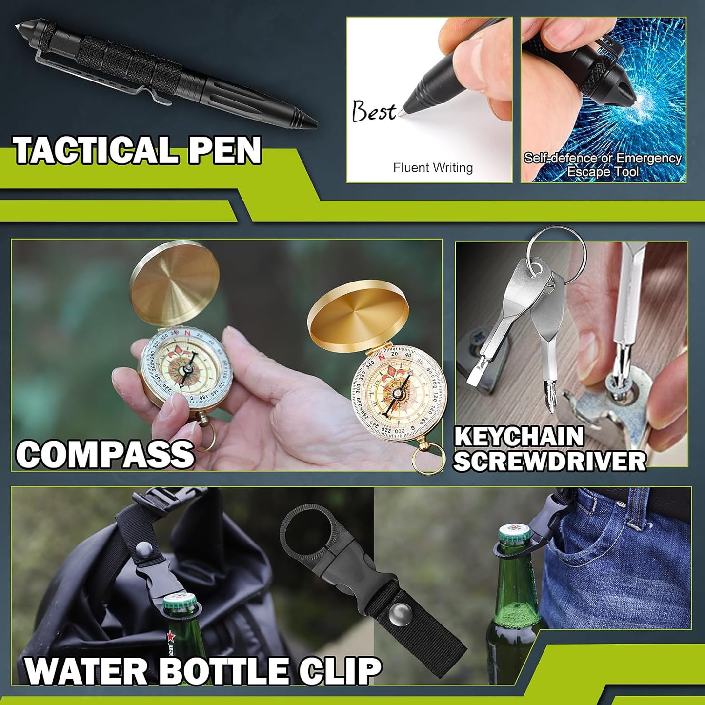 Survival Gear 17-in-1 Kit | Essential Tools for Fishing, Hunting & Camping - Perfect Christmas Gift