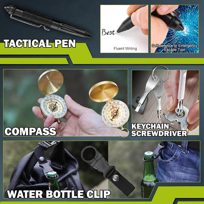 Survival Gear 17-in-1 Kit | Essential Tools for Fishing, Hunting & Camping - Perfect Christmas Gift