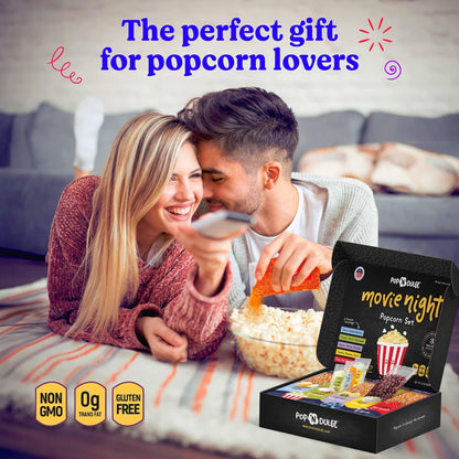 Pop n' Dulge Gourmet Popcorn Gift Set - 16 Pcs with 5 Flavors & Seasonings | Perfect Movie Night Snacks