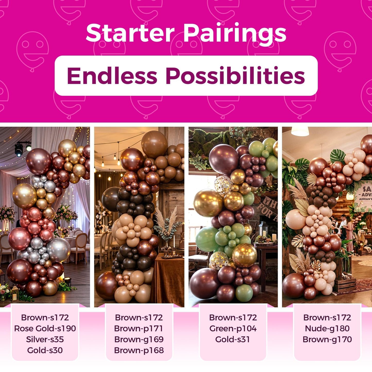 Bezente Copper Latex Party Balloons - 100 Pack 12 inch Round Helium Bronze Chrome Metallic Brown Balloons for Graduation Birthday Anniversary Boy Gender Reveal Jungle Engagement Fall Party Decorations