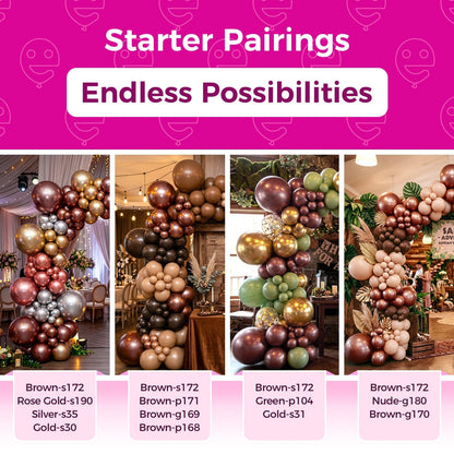 Bezente Copper Latex Party Balloons - 100 Pack 12 inch Round Helium Bronze Chrome Metallic Brown Balloons for Graduation Birthday Anniversary Boy Gender Reveal Jungle Engagement Fall Party Decorations