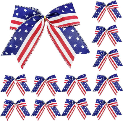 Regine Switzerland Patriotic USA Bows - 12 Pack Red White Blue Decorations for 4th of July & Memorial Day