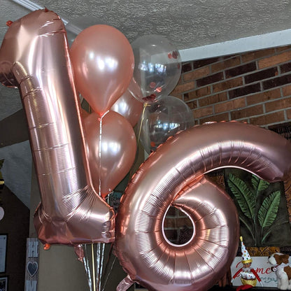 Rose Gold Foil Balloon Number 6 - 40'' Giant Self-Inflating Helium Balloon for Birthday & Graduation Celebrations