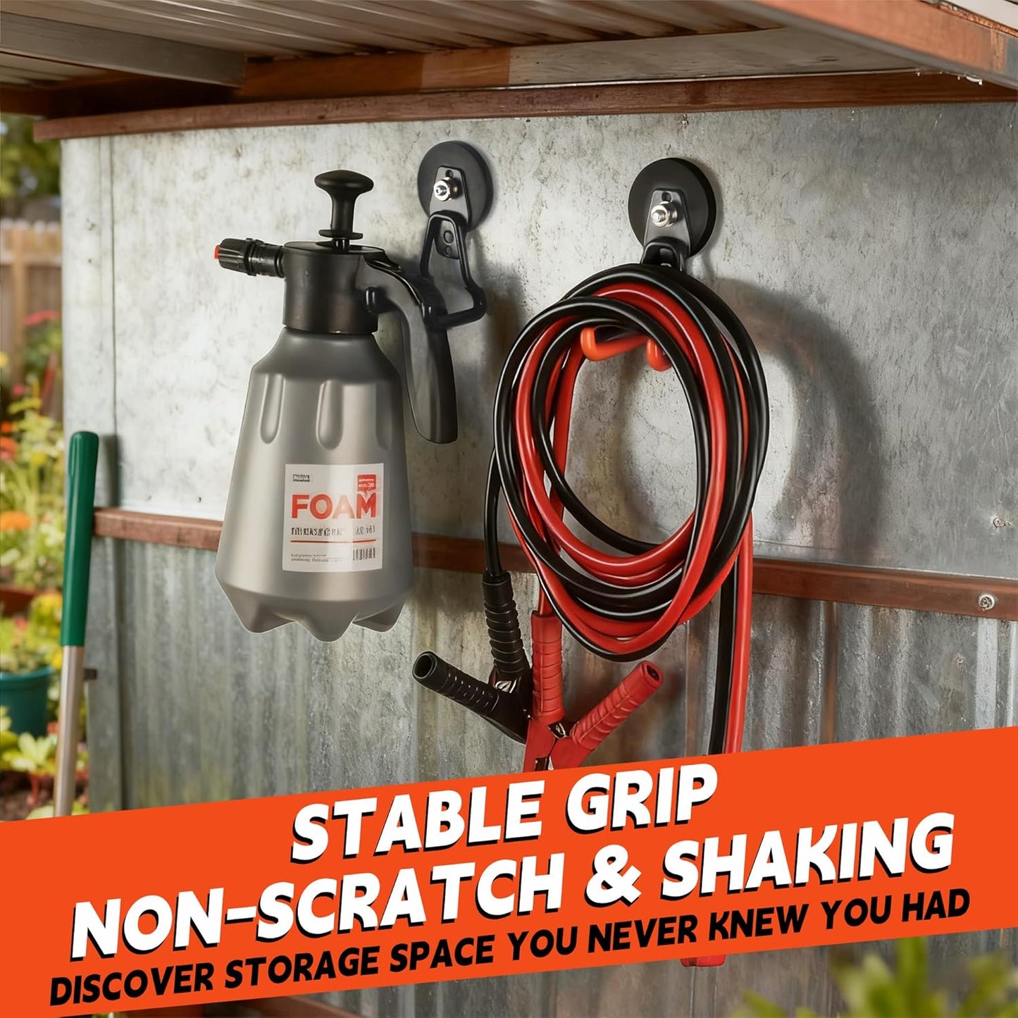 ULIBERMAGNET Heavy Duty Magnetic Garage Hooks - 4 Pack Strong Magnet Hooks for Tools & Storage (Orange)