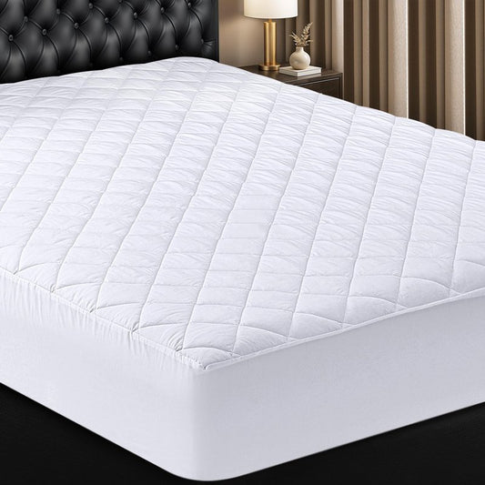 Utopia Bedding Quilted Fitted Mattress Pad, Super Queen Size, Elastic Fitted Mattress Topper Protector and Cover with Deep Pocket Stretches up to 16 Inches, Machine Washable (White)