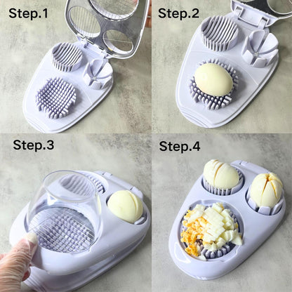 Skiennix 3-in-1 Boiled Egg Slicer - Versatile Kitchen Tool for Eggs, Tomatoes, Strawberries & Bananas | White
